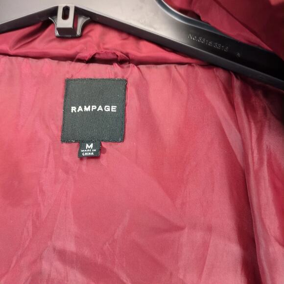 Rampage Merlot Puffer Coat Women's M Hooded Full Zip Pockets Thumb Holes Winter - Picture 4 of 10